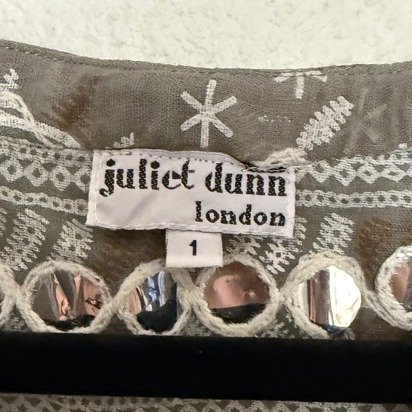 Juliet Dunn Mosaic Print Mirror-Appliqué Flutter Bell Sleeves Dress Brand Size 1 - Picture 8 of 14